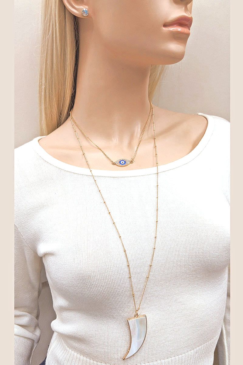 White Abalone Claw Pendant & Earrings Set