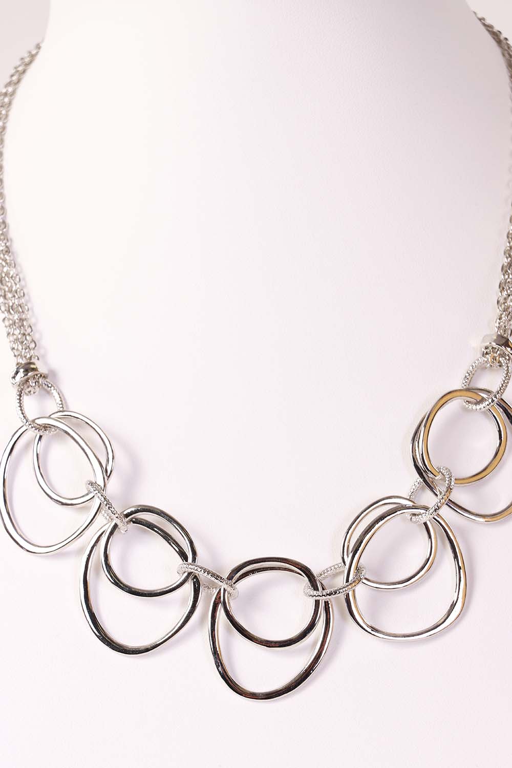 Silver Multi Ring Necklace Set