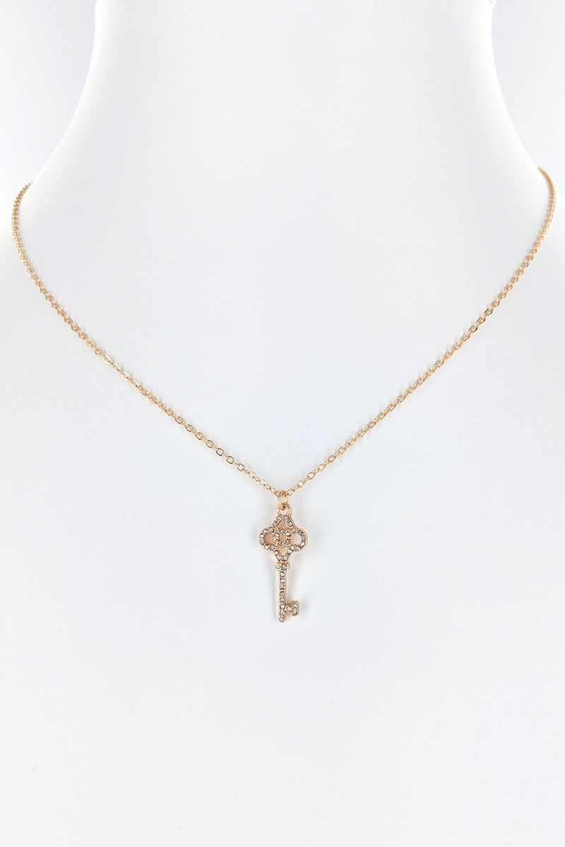 Key Rhinestone Pendant Necklace Set