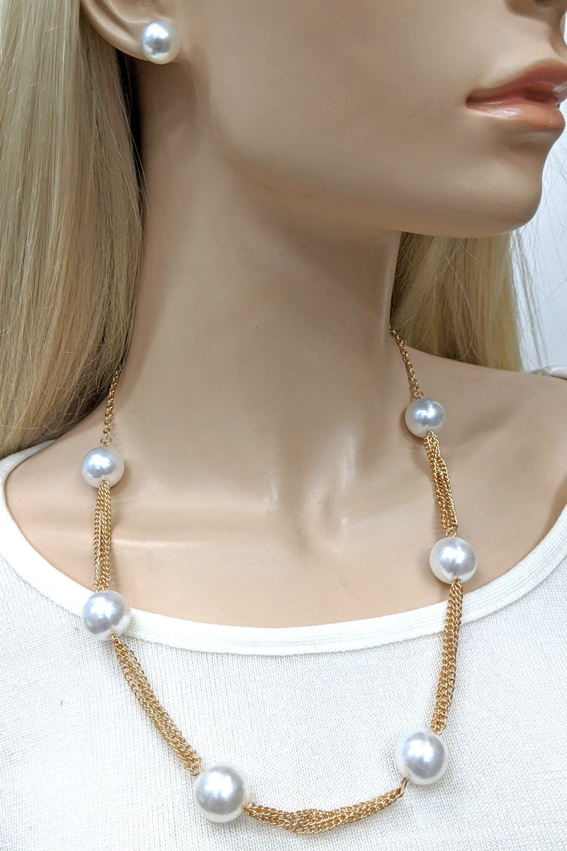 Ivory Pearl Necklace Set