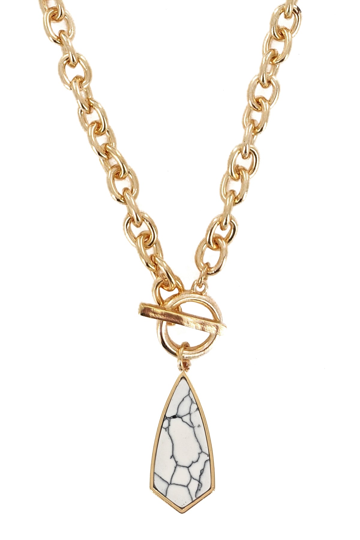 White Semi Precious Stone Pendant Necklace