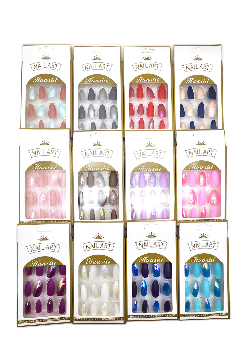 Assorted Colors Almond Shape Press-On Nails