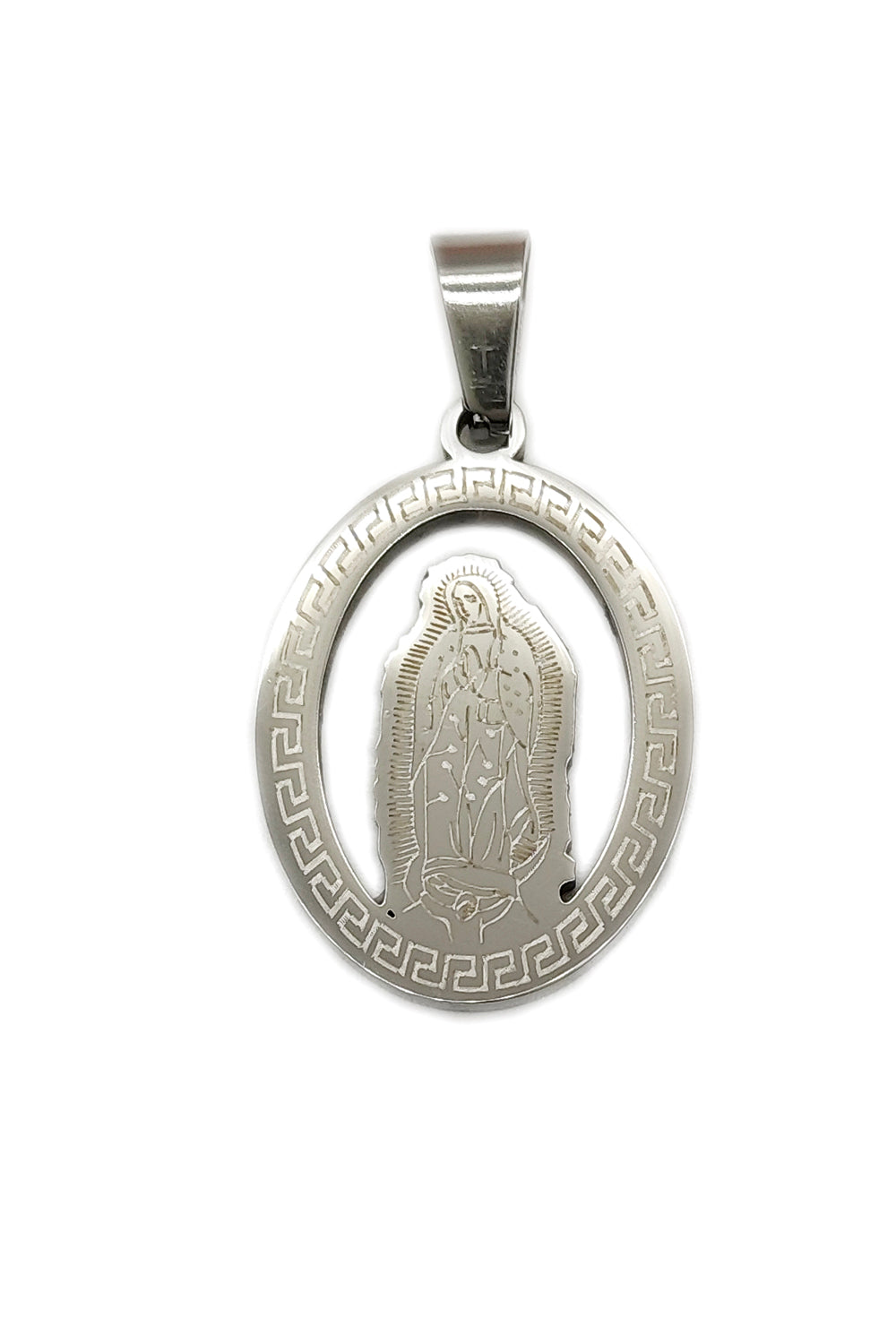 Silver Stainless Steel Virgen De Guadalupe Pendant