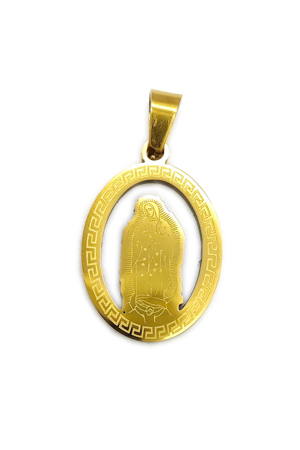 Gold Stainless Steel Virgen De Guadalupe Pendant