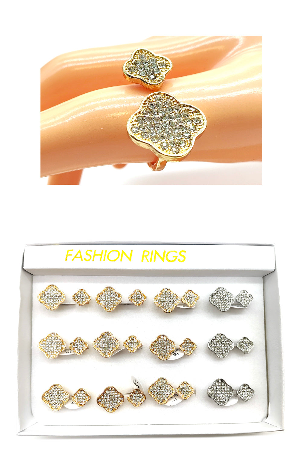 Women's Rhinestone Clover Design Ring
