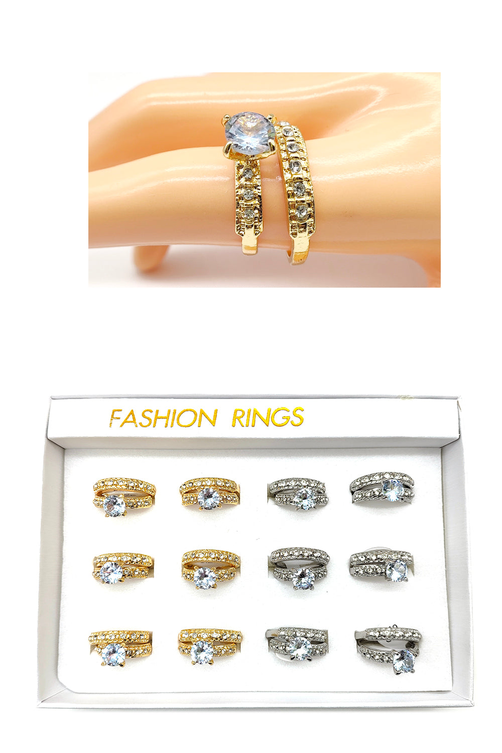 Women's Rhinestone 2-piece Ring Set