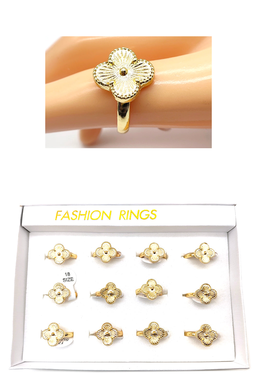Gold Metal Clover Design Rings