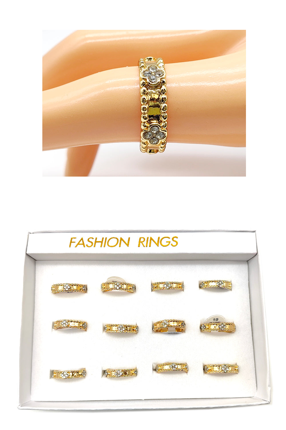 Clover Design Rhinestone Ring