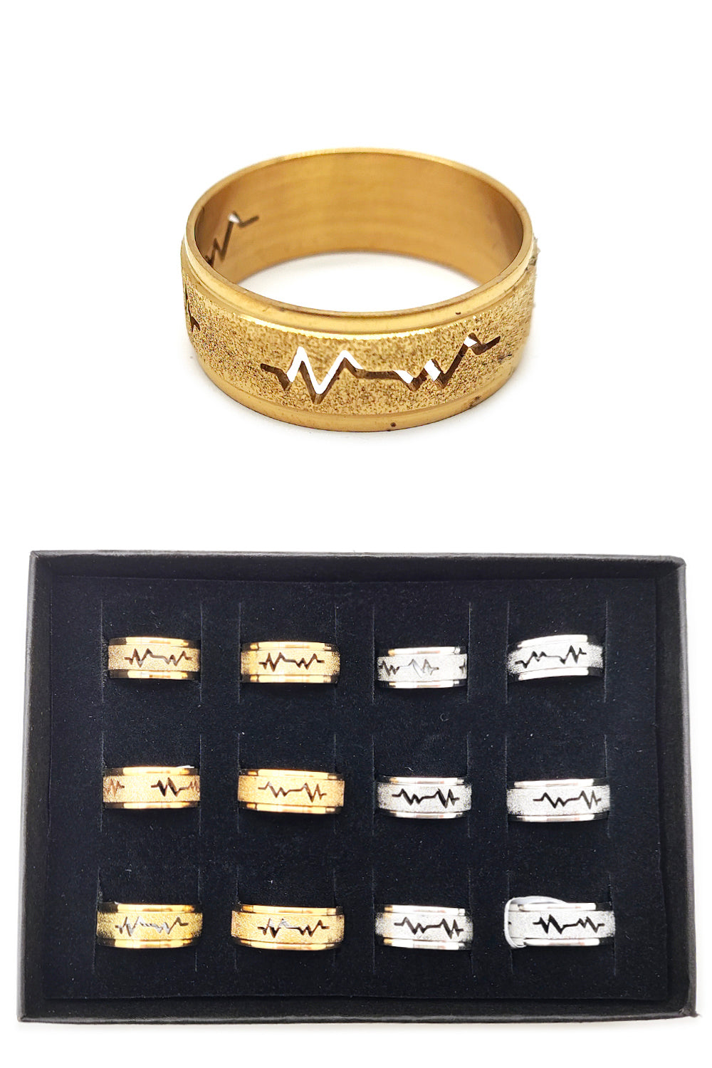Stainless Steel Heartbeat Design Ring