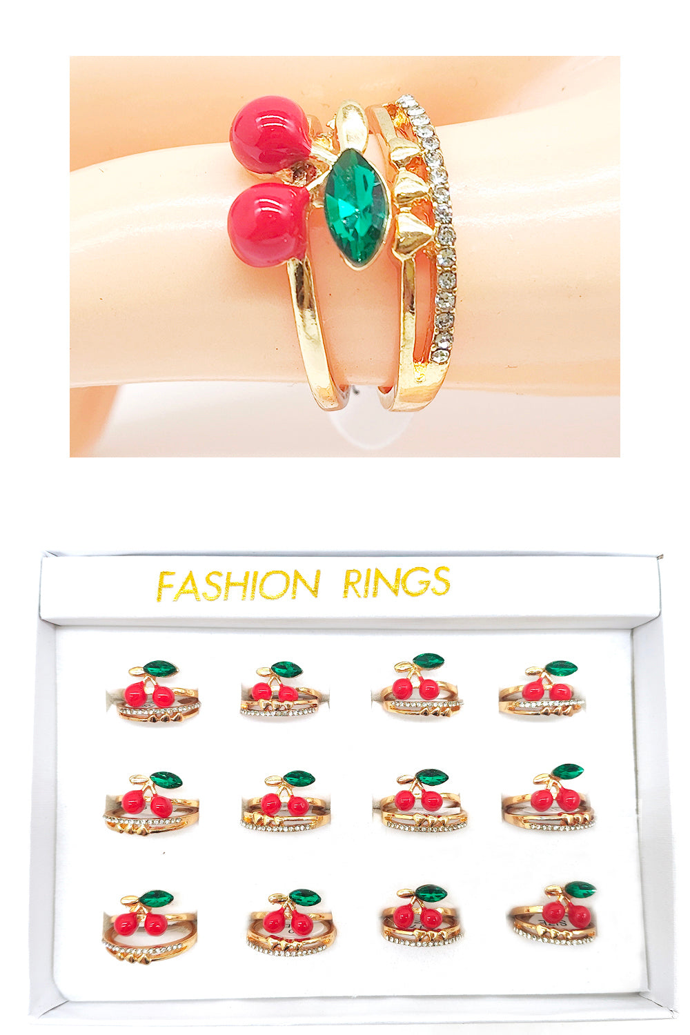 Cherry Design 2-piece Set Rings