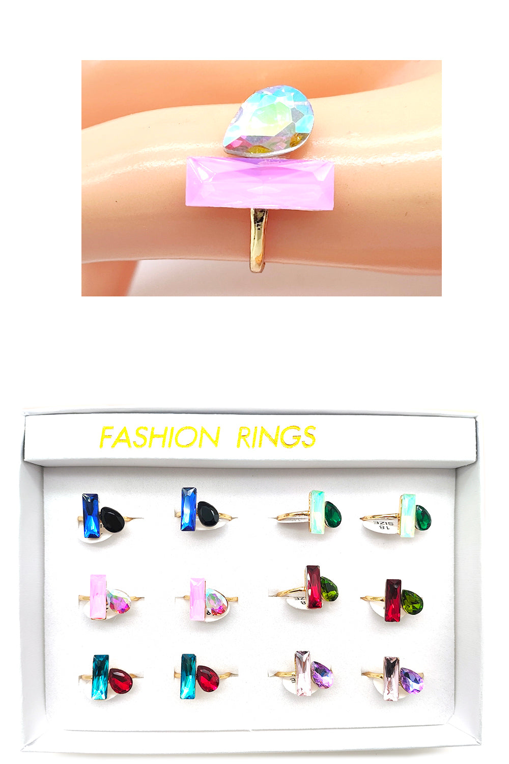 Geometric Rhinestone Fashion Ring