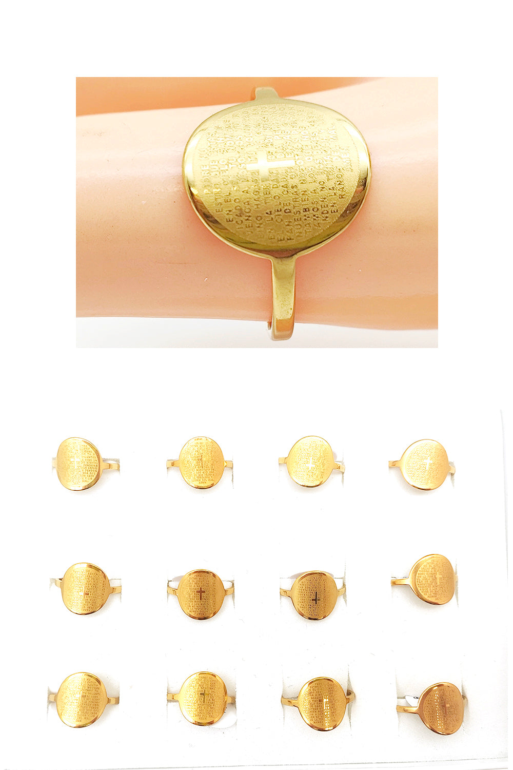 Gold Our Father Prayer Stainless Steel Ring