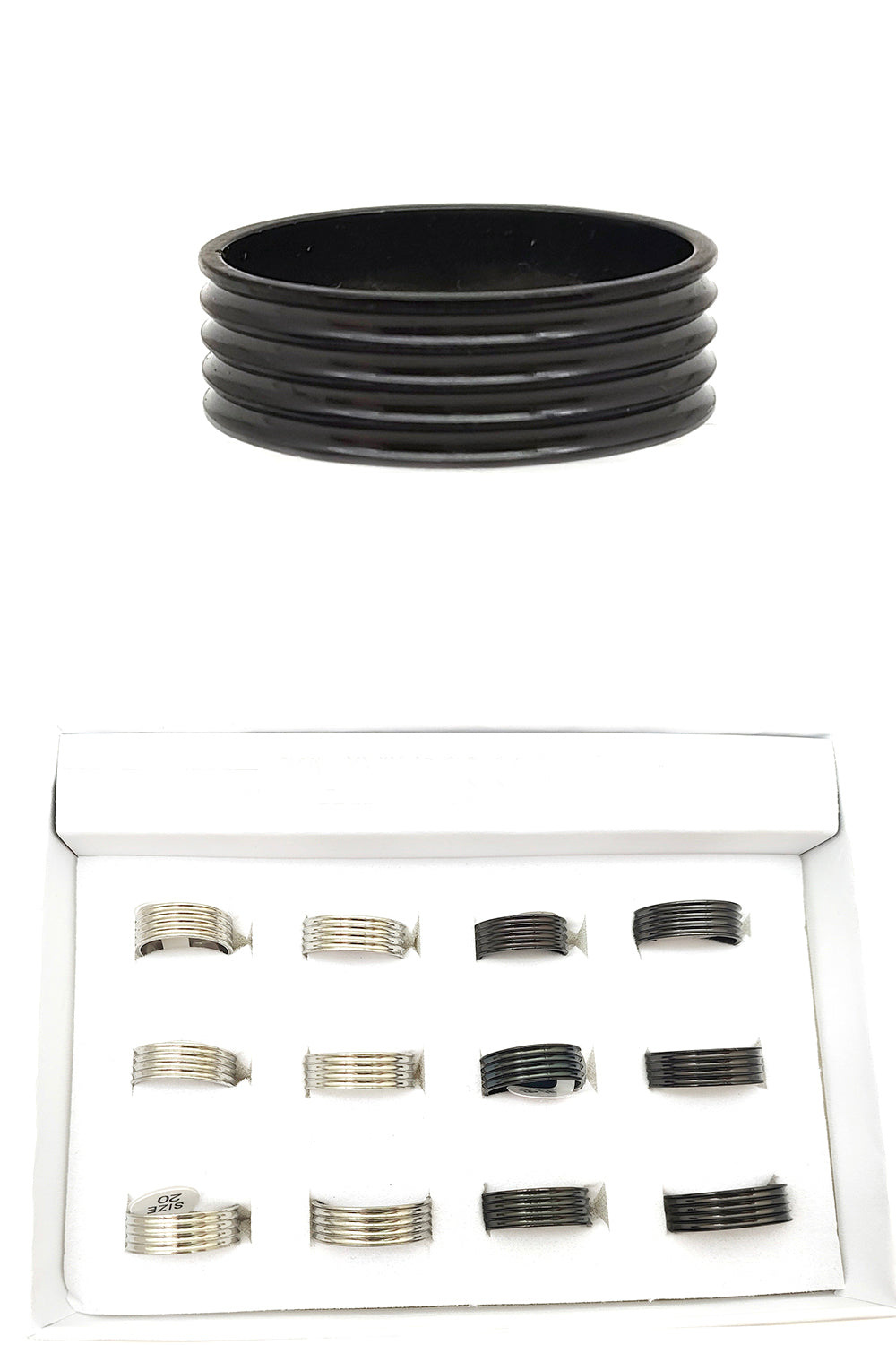 Black & Silver Stainless Steel Ring