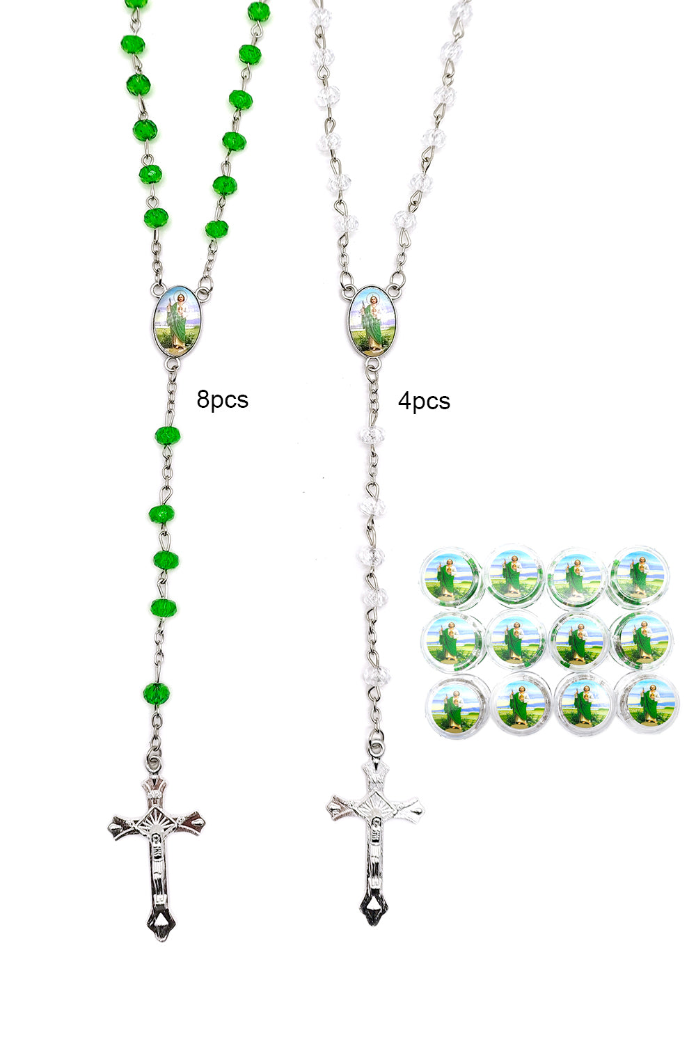 Religious San Judas Tadeo Crystal Beaded Rosary