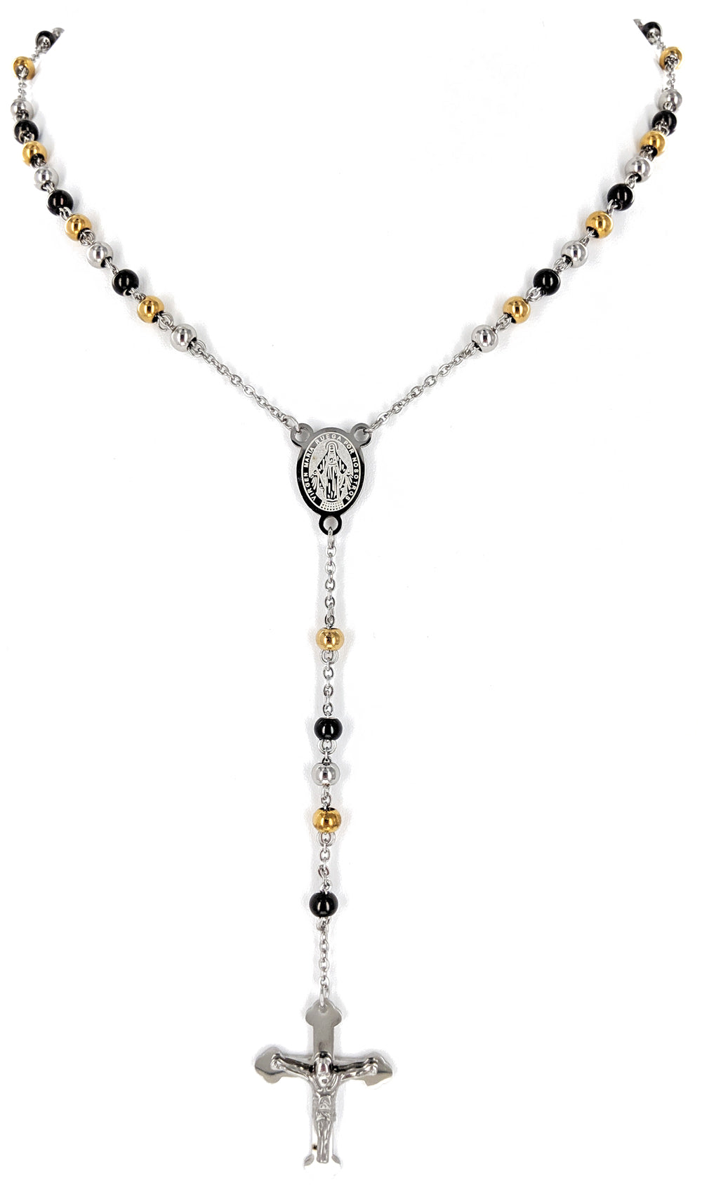 Multi-Color Beaded Stainless Steel Rosary