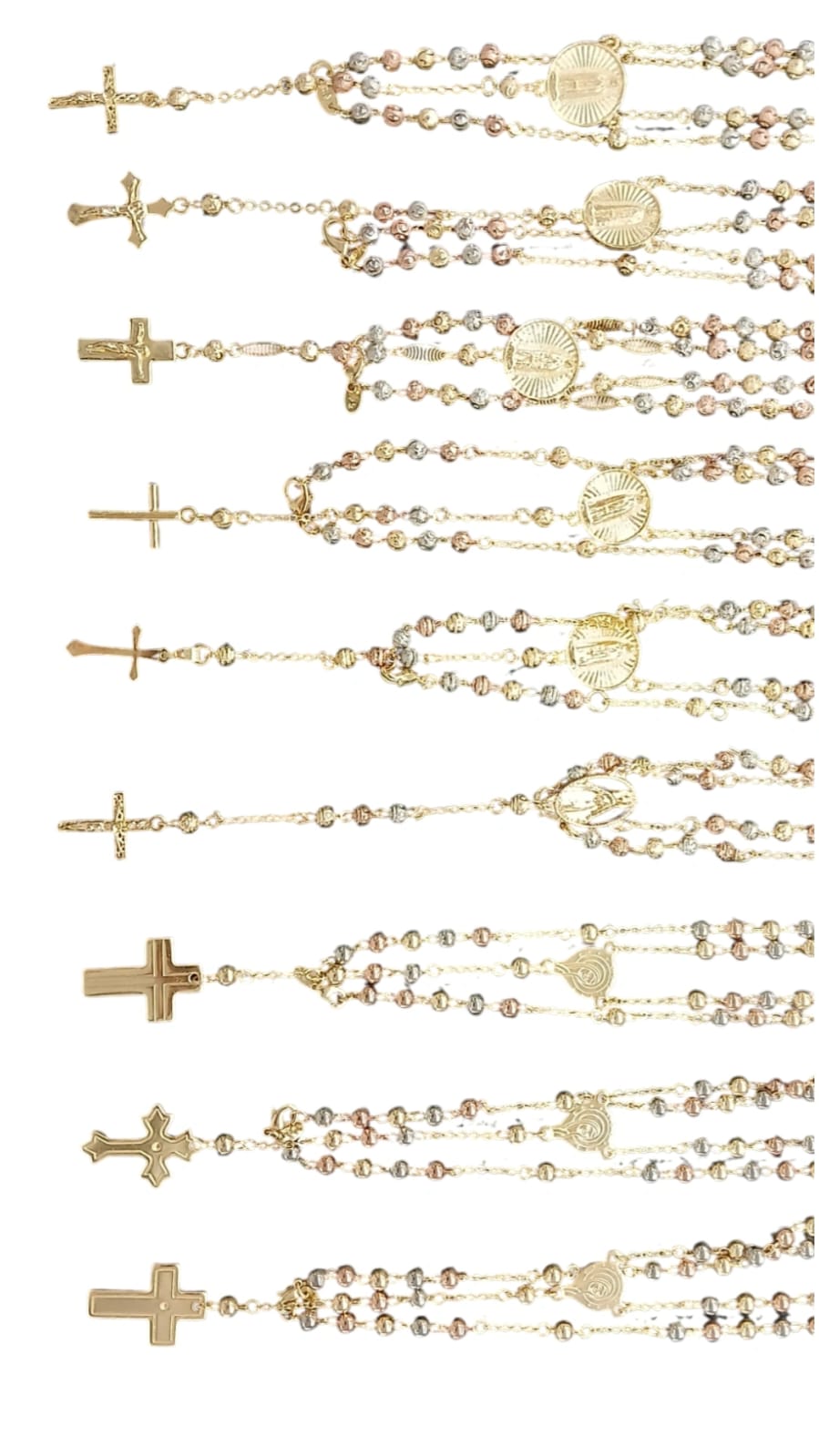 Tri-Tone Gold Dipped Rosary