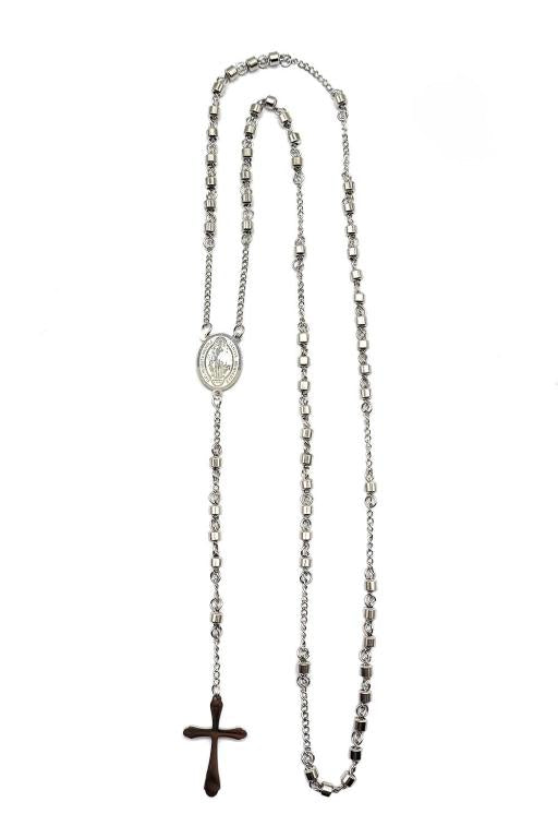 Silver Beaded Stainless Steel Rosary