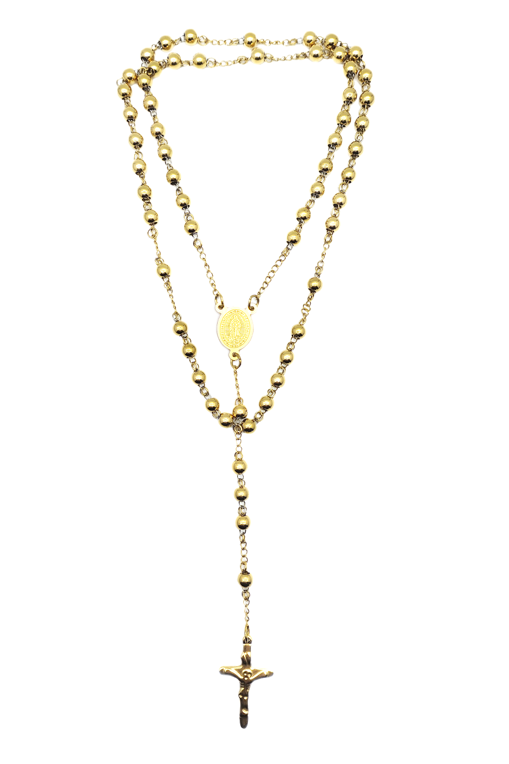 Gold Stainless Steel Virgen de Guadalupe Rosary