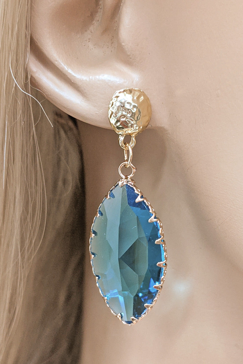 Aquamarine Glass Tear Drop Earrings