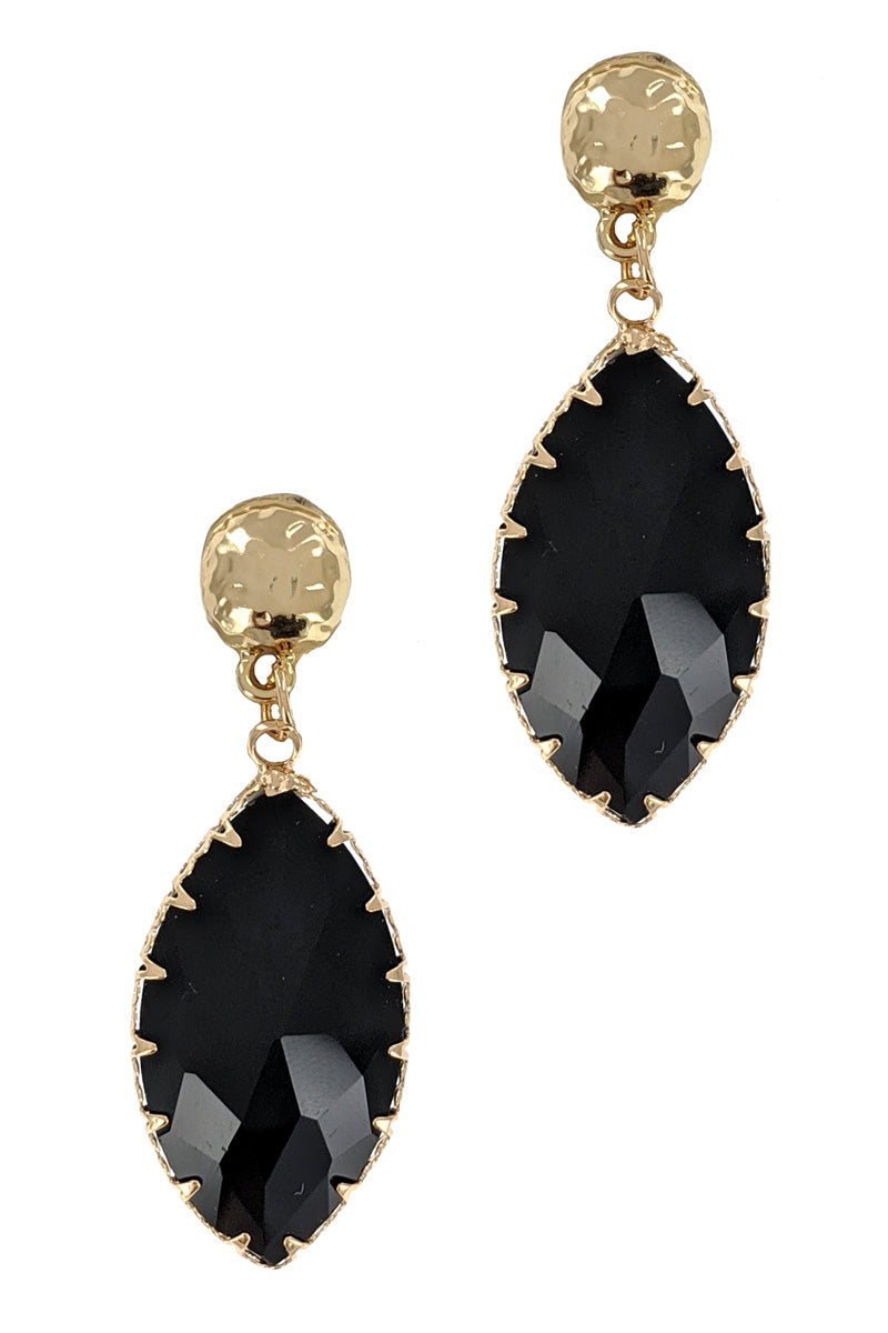 Black Glass Tear Drop Earrings