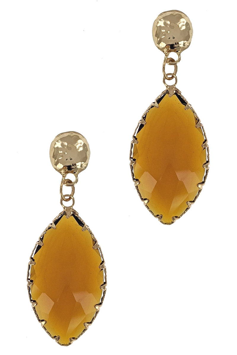 Brown Glass Tear Drop Earrings