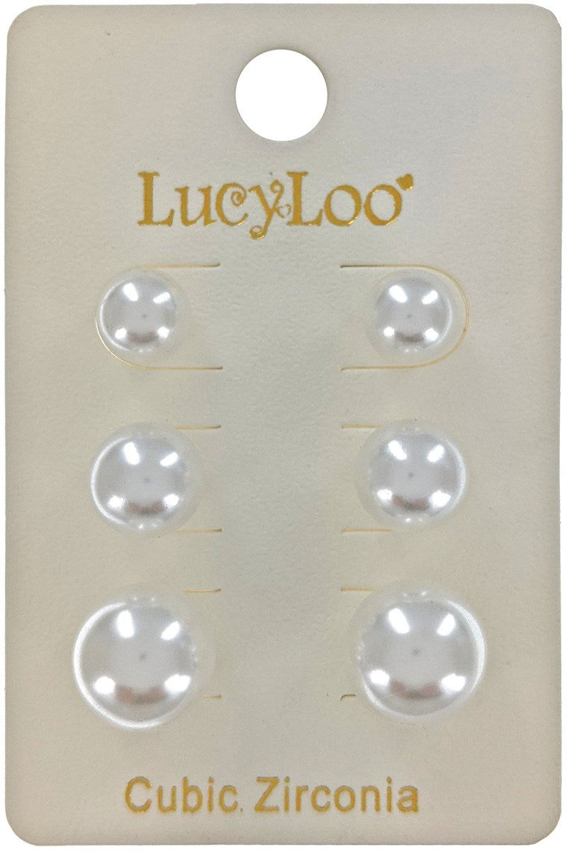 3-Pair, Pearl Earrings Set