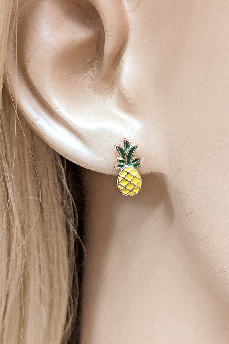3-Pair Pineapple & Stud Earrings