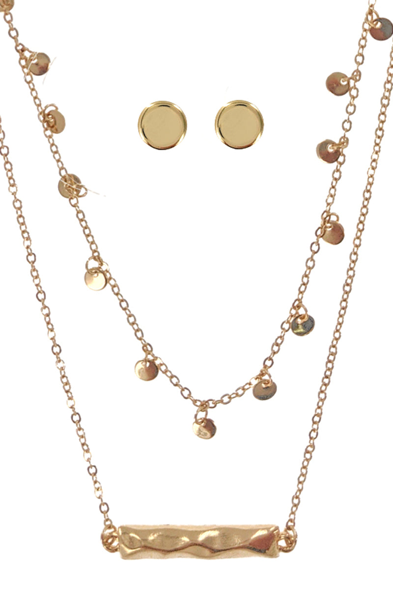 Gold Double Layered Necklace Set
