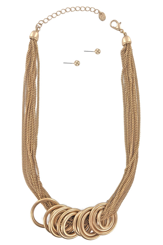 Multi Strand Circle Necklace Set