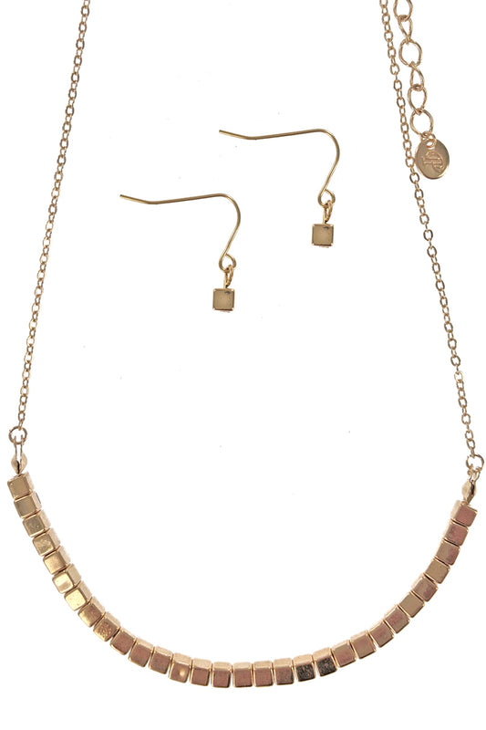 Worn Gold Beaded Necklace Set