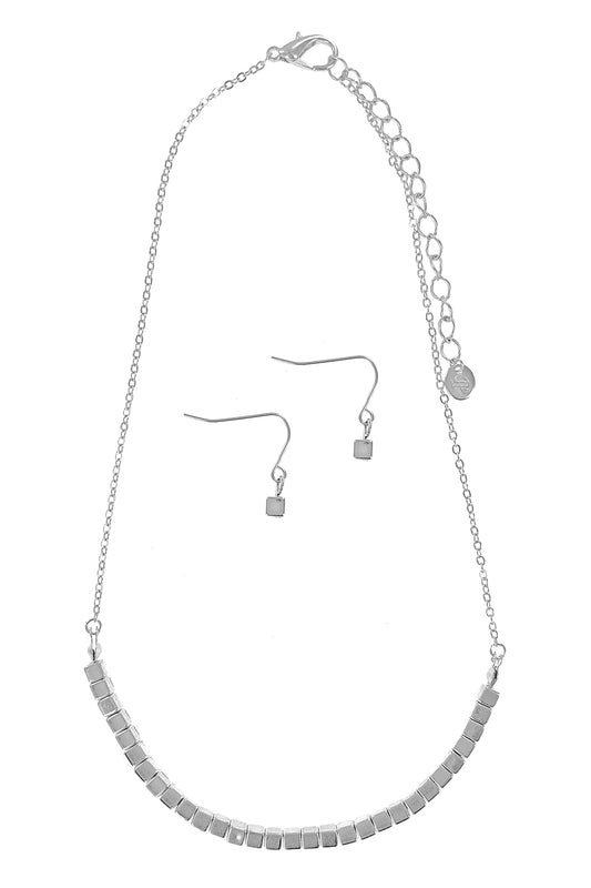 Worn Silver Beaded Necklace Set