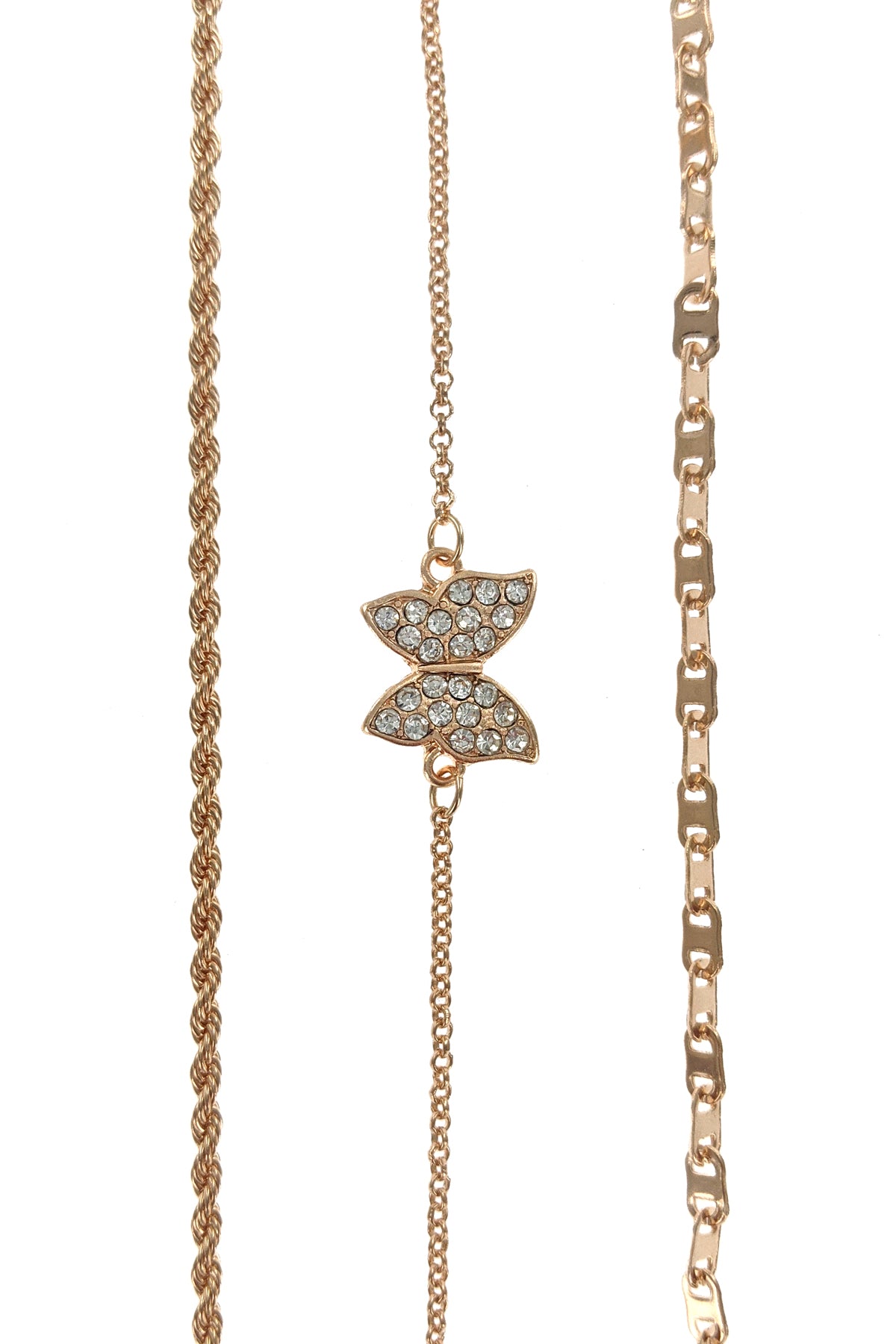 Gold Multi Chain Butterfly Bracelet Set