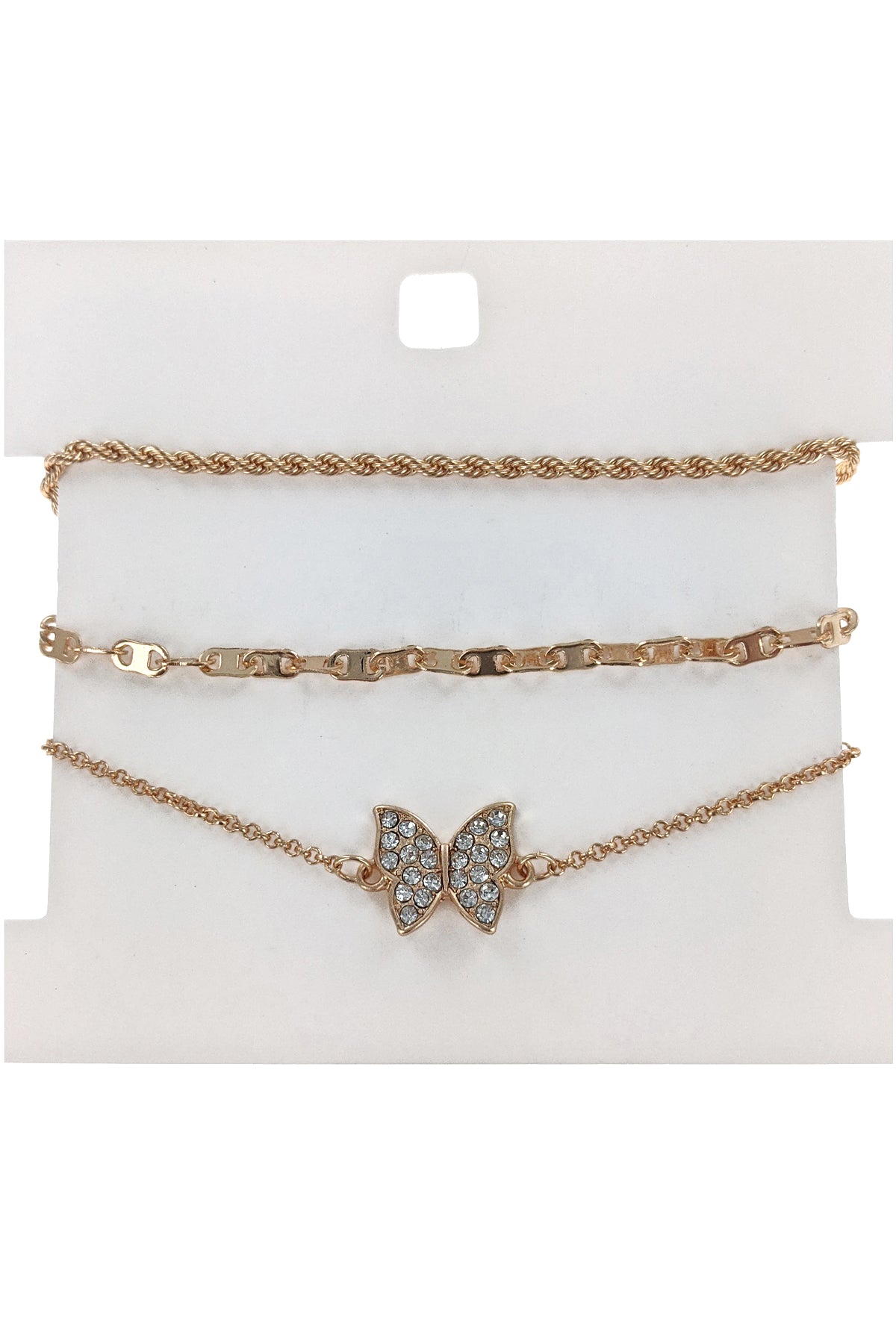 Gold Multi Chain Butterfly Bracelet Set