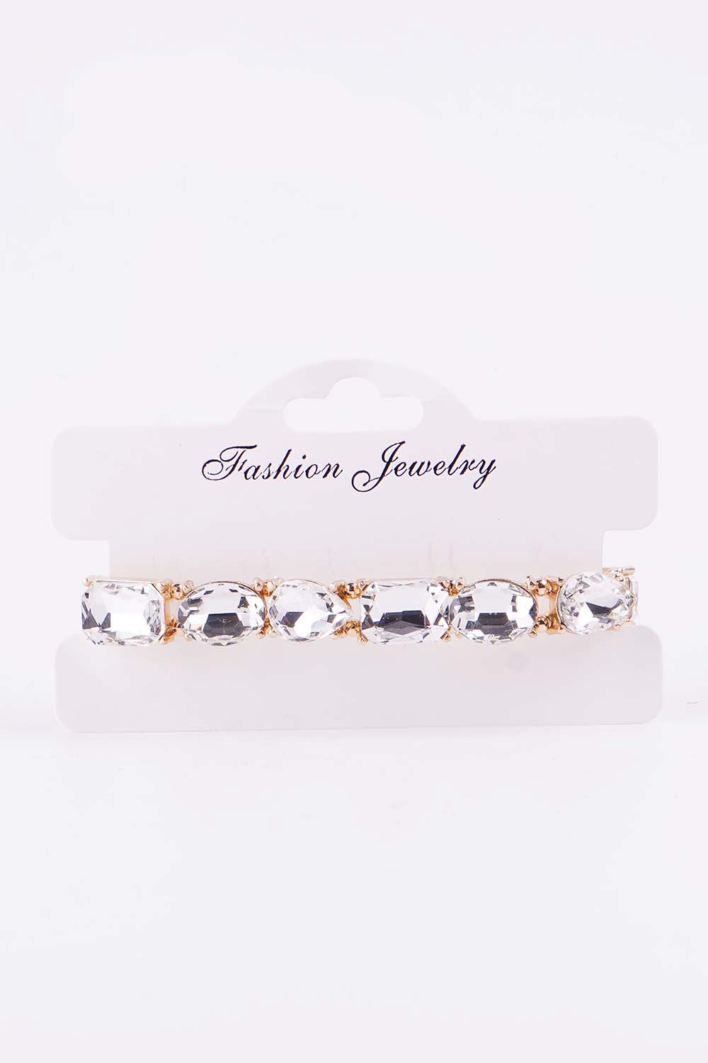 Gold Clear Rhinestone Stretch Bracelet