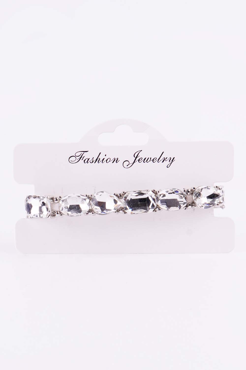 Silver Clear Rhinestone Stretch Bracelet