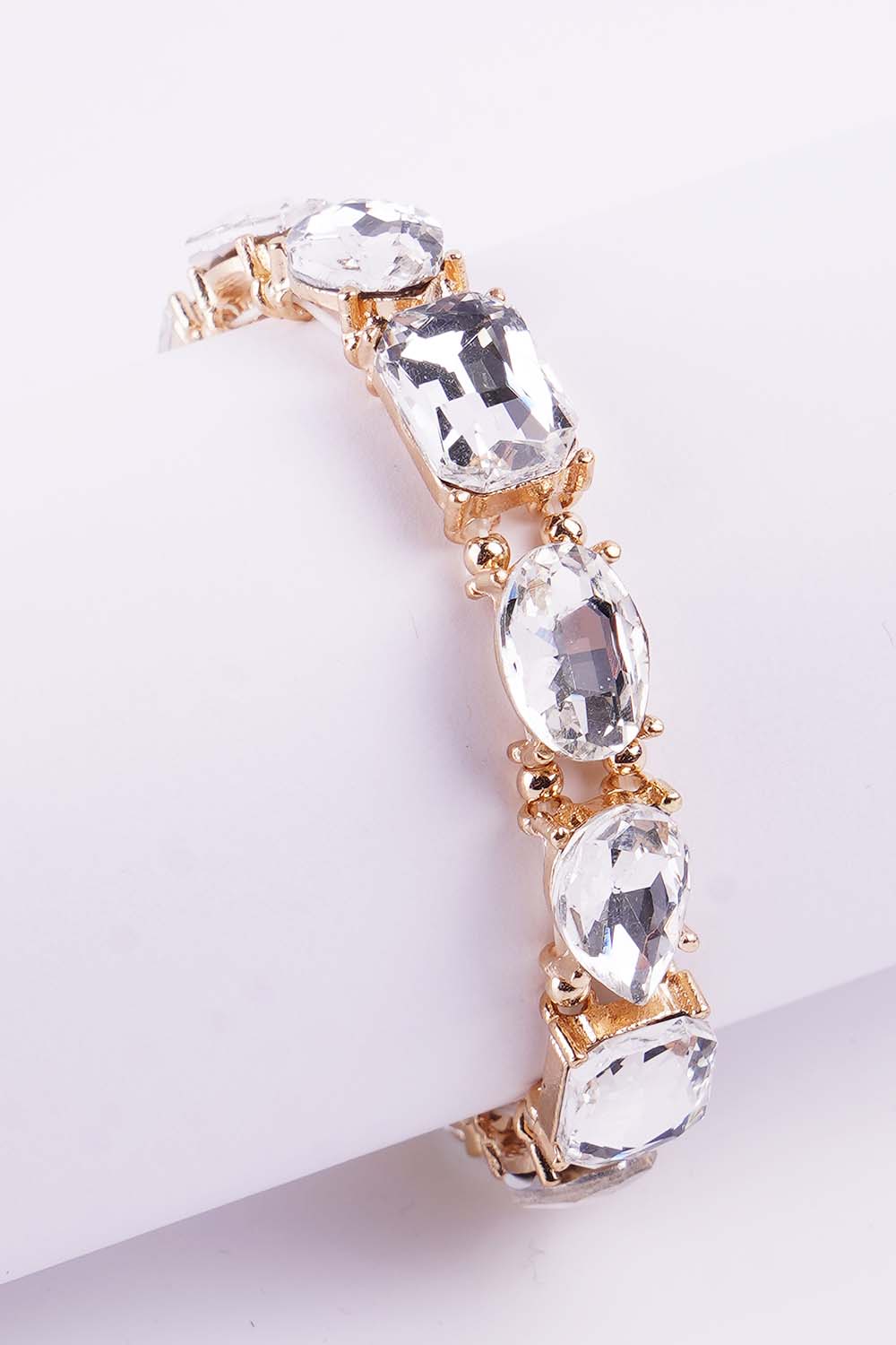 Gold Clear Rhinestone Stretch Bracelet