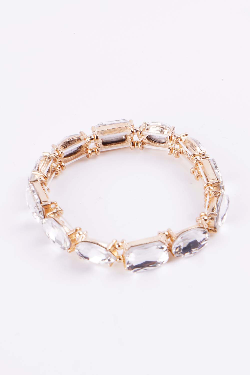 Gold Clear Rhinestone Stretch Bracelet
