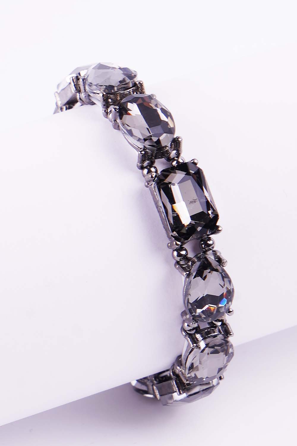 Hematite Rhinestones Stretch Bracelet