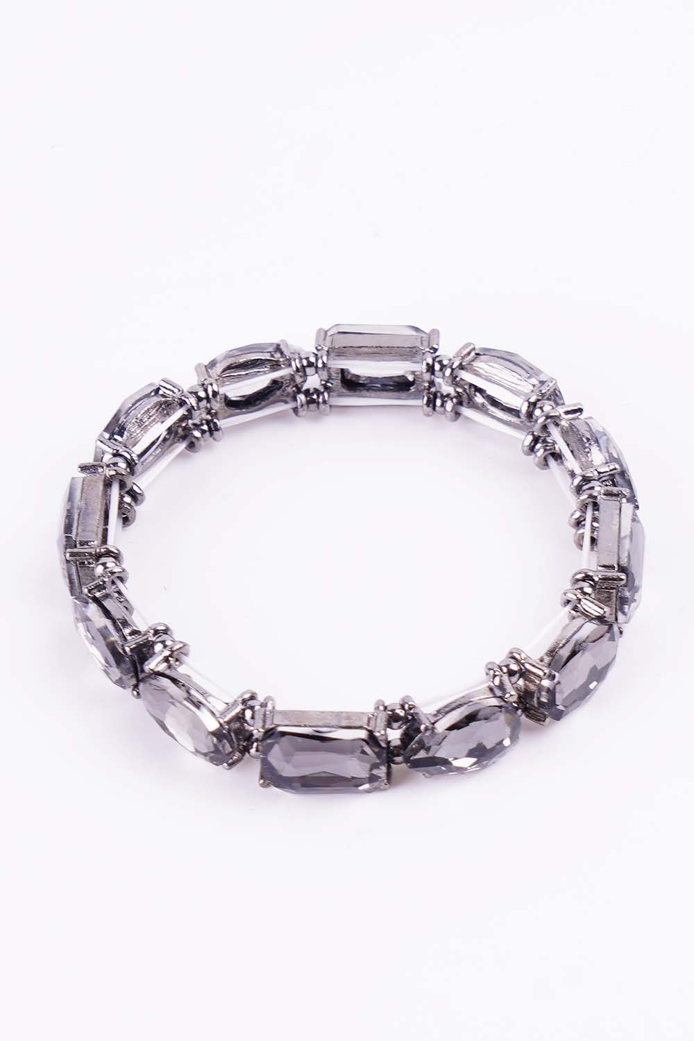 Hematite Rhinestones Stretch Bracelet