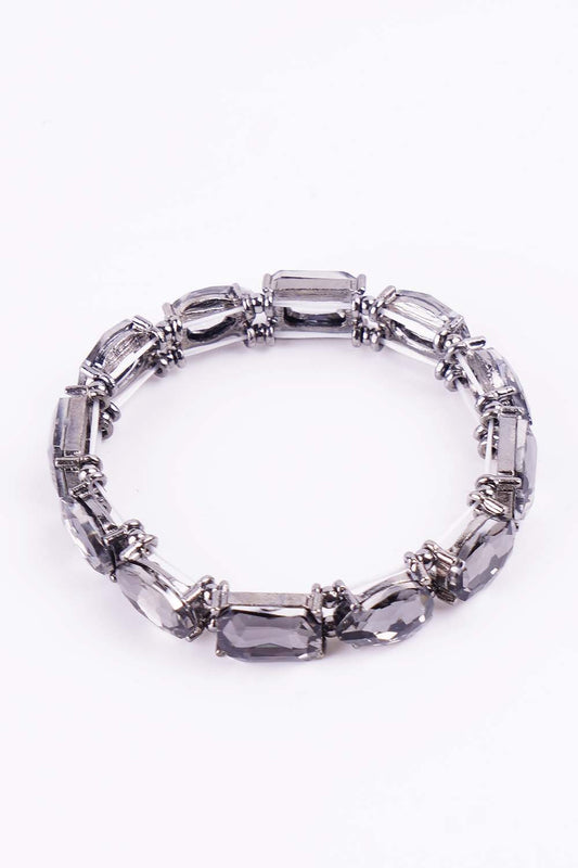 Hematite Rhinestones Stretch Bracelet
