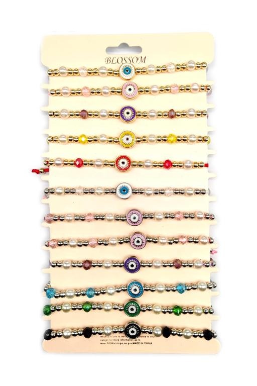 Evil Eye Adjustable Beaded Thread Bracelet