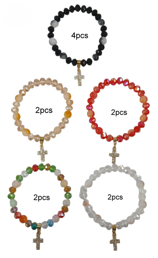 Religious Beaded Elastic Bracelet