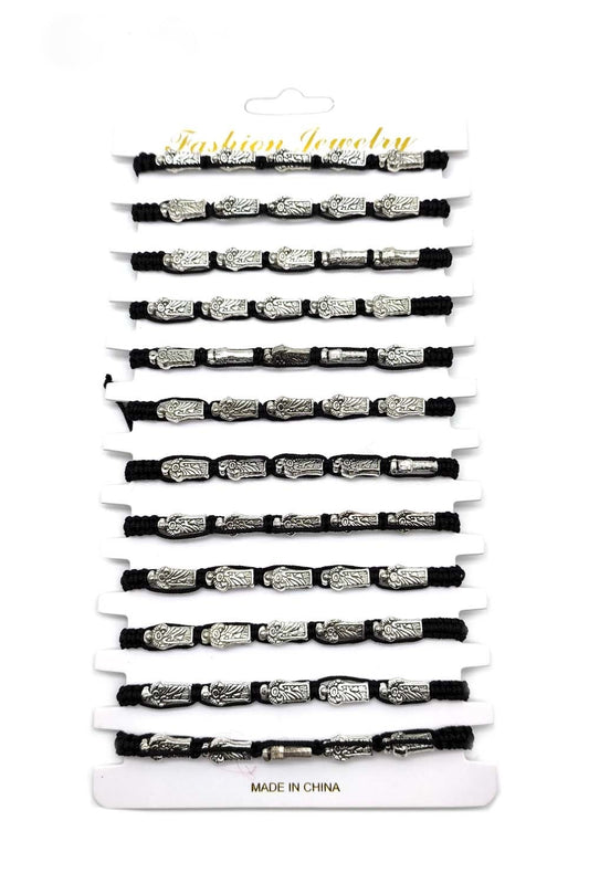 Black Religious Adjustable Thread Bracelet