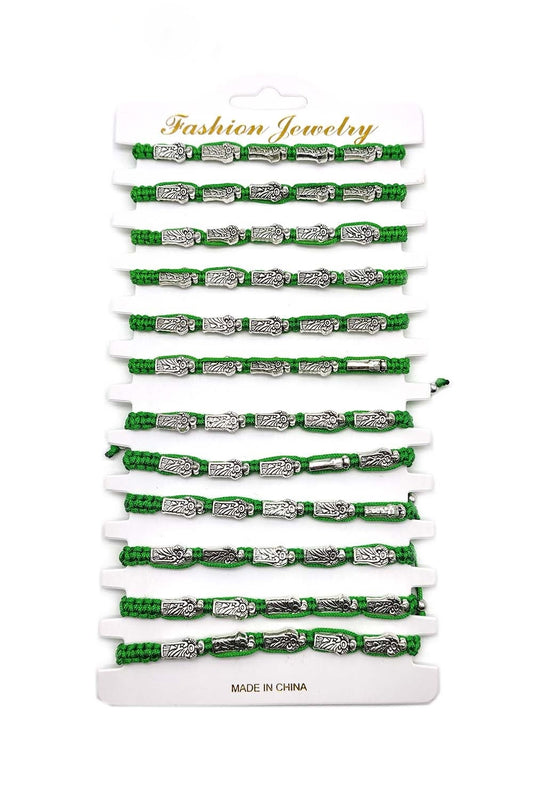 Green Religious Adjustable Thread Bracelet