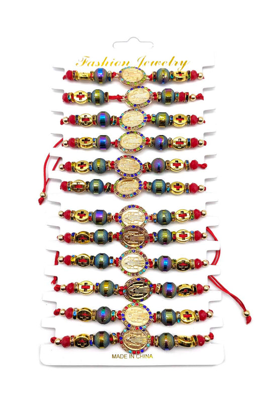 Religious Beaded Adjustable Thread Bracelet