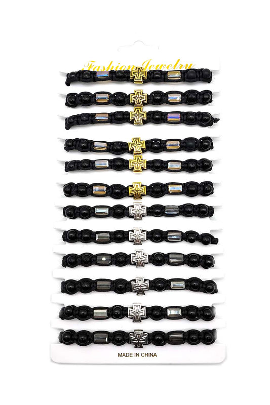 Cross Beaded Adjustable Thread Bracelet
