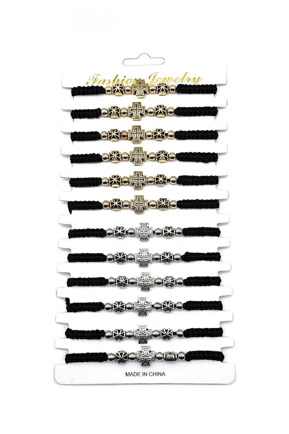 Black Religious Adjustable Thread Bracelet