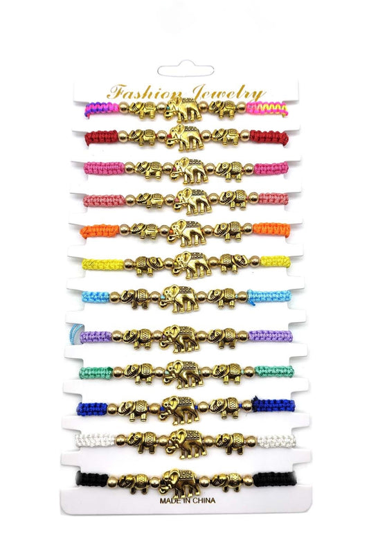Gold Elephant Adjustable Thread Bracelet