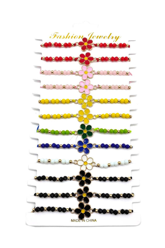 Flower Beaded Adjustable Thread Bracelet