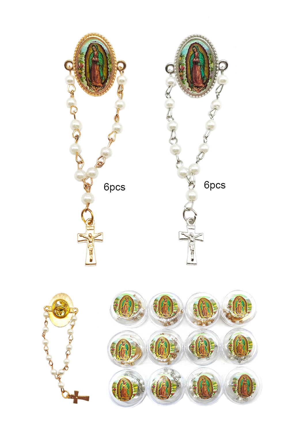 Virgen De Guadalupe Rosary Lapel Pin